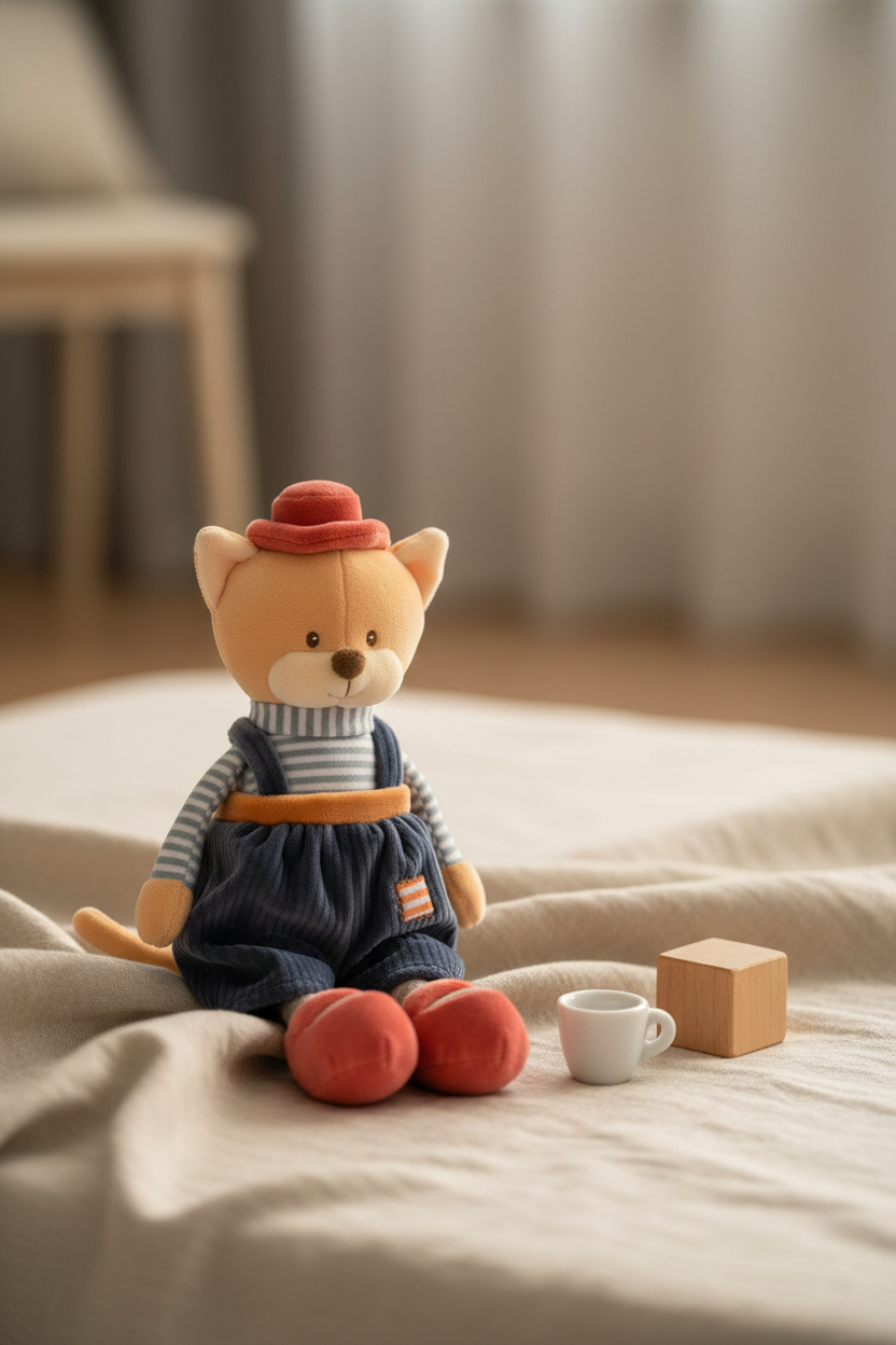Peluche baby ben Bukowski Design en situation – doudou bébé doux et rassurant, idéal comme cadeau de naissance – Tawus
