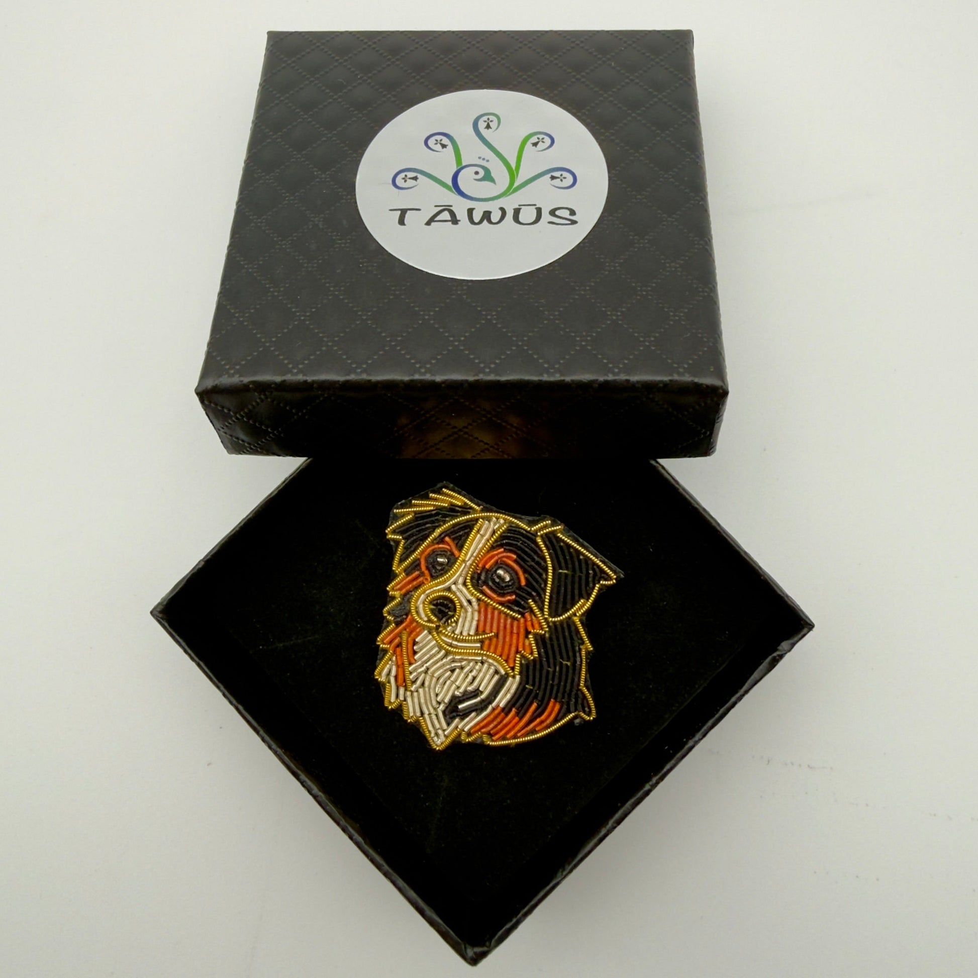 Broche brodée Berger Australien faite main