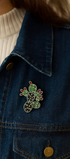 Broche cactus brodée à la main portée – accessoire mode cactus plante désert succulent artisanal unique cadeau original – Tawus
