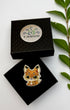 Broche chibi renard roux fait main dans son écrin – cadeau original bijou renard roux kawaii broderie artisanale – Tawus