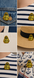 Broche ciré marin jaune brodée à la main portée – accessoire mode ciré pêcheur jaune Bretagne artisanal unique – Tawus