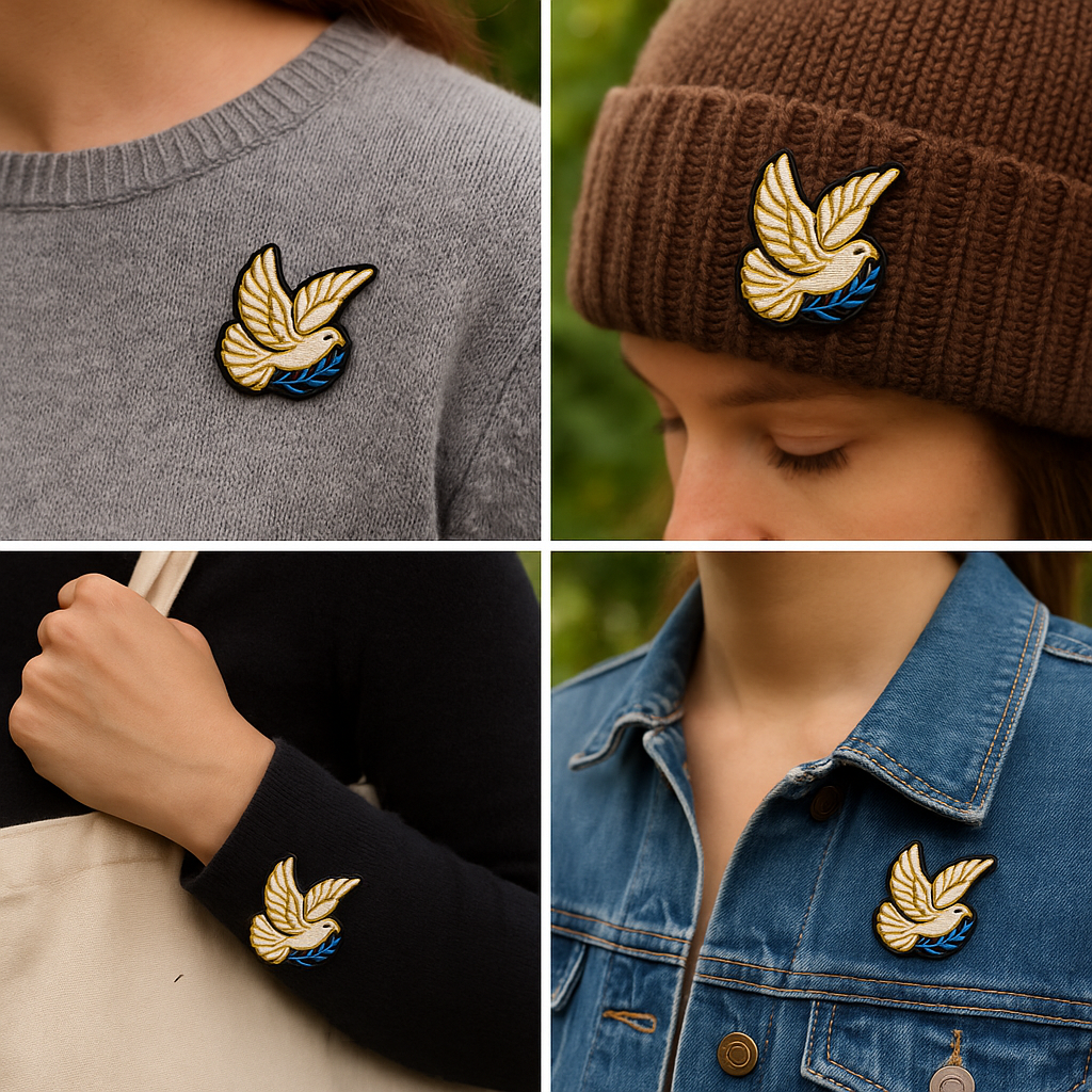Broche colombe brodée à la main portée – accessoire mode colombe paix oiseau blanc artisanal unique cadeau original – Tawus
