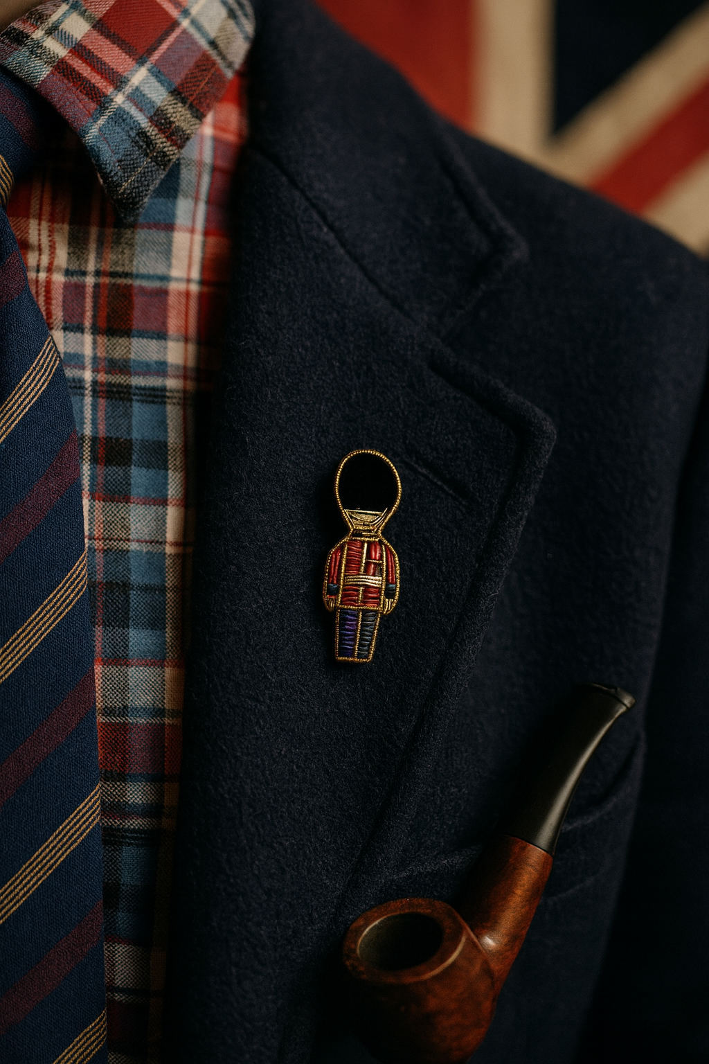 Broche garde royale anglaise brodée à la main portée – accessoire mode british royal artisanal unique – Tawus