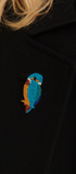 Broche martin-pêcheur brodée à la main portée – accessoire mode oiseau martin-pêcheur nature rivière artisanal unique – Tawus