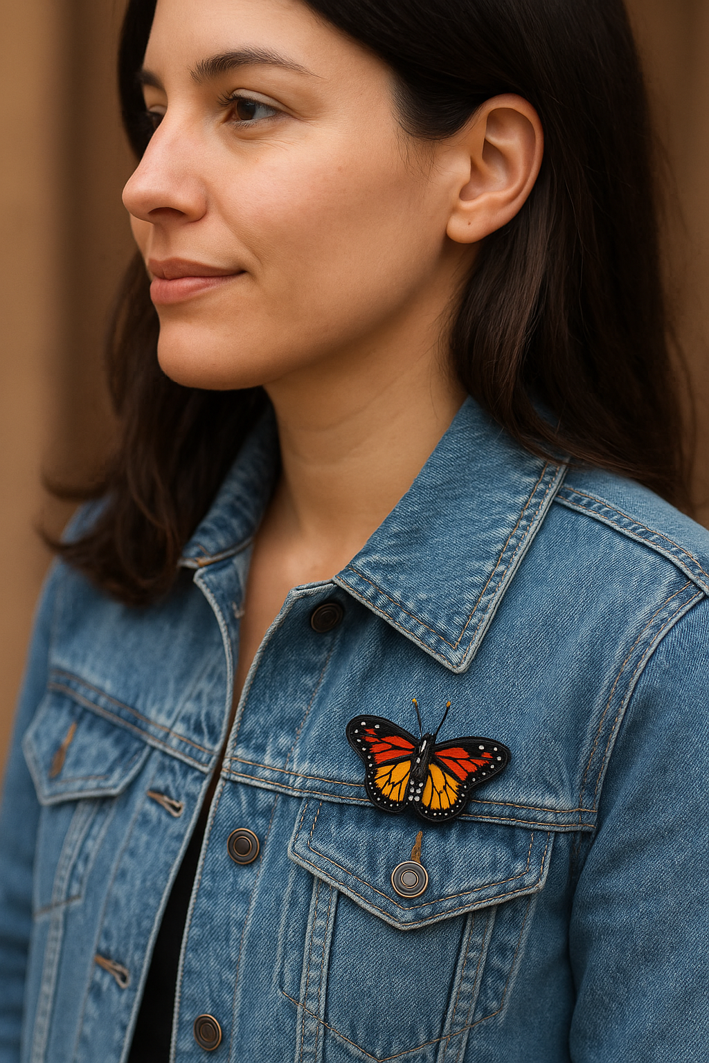 Broche papillon noir brodée à la main portée – accessoire mode papillon noir élégant transformation artisanal unique cadeau original – Tawus
