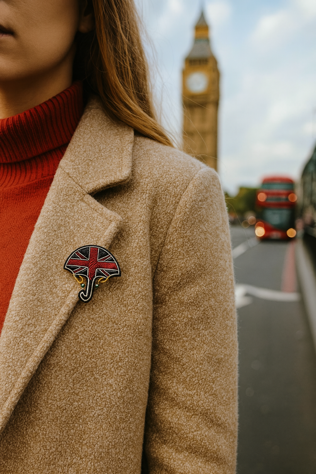 Broche parapluie anglais brodée à la main portée – accessoire mode So British London style artisanal unique – Tawus