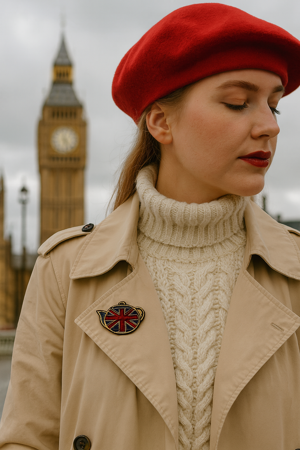 Broche théière So British brodée à la main portée – accessoire mode british tea time artisanal unique – Tawus