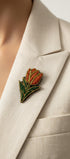 Broche tulipe brodée à la main portée – accessoire mode floral printanier artisanal – Tawus