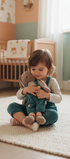 Peluche lapin Bunny Brothers Bukowski Design en situation – doudou bébé doux et rassurant, idéal comme cadeau de naissance – Tawus