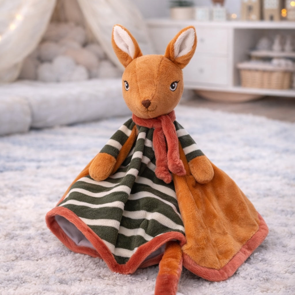 Doudou plat faon Harald Baby Rug Bukowski Design en situation – doudou bébé faon cerf cadeau naissance garçon – Tawus