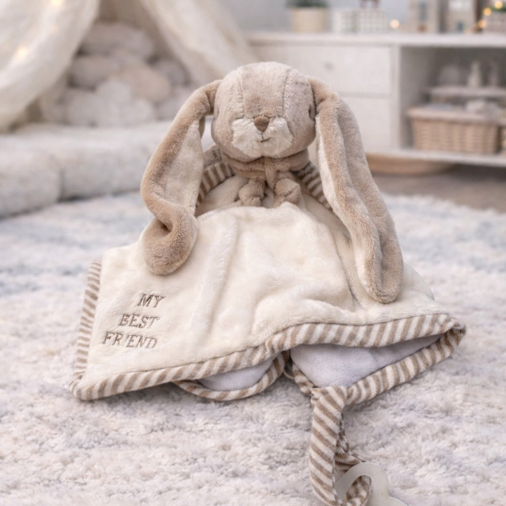 Doudou plat lapin Lucian Baby Rug Bukowski Design – doudou bébé lapin garçon cadeau naissance original – Tawus
