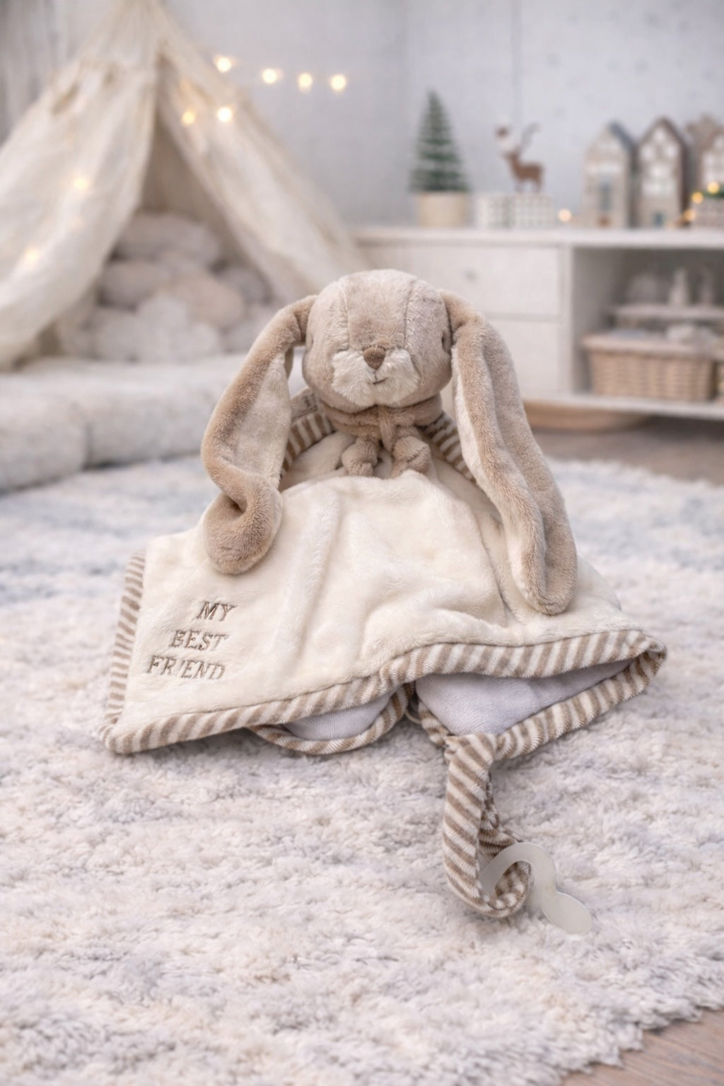 Doudou plat lapin Lucian Baby Rug Bukowski Design – doudou bébé lapin garçon cadeau naissance original – Tawus