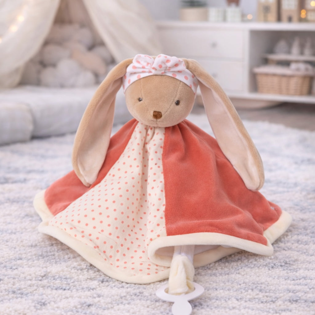 Doudou plat lapin rouge Baby Rug Bukowski Design – doudou bébé lapin rouge cadeau naissance original – Tawus