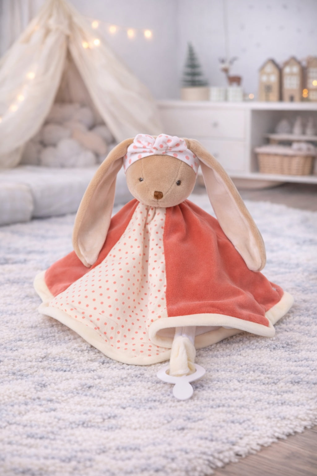 Doudou plat lapin rouge Baby Rug Bukowski Design – doudou bébé lapin rouge cadeau naissance original – Tawus