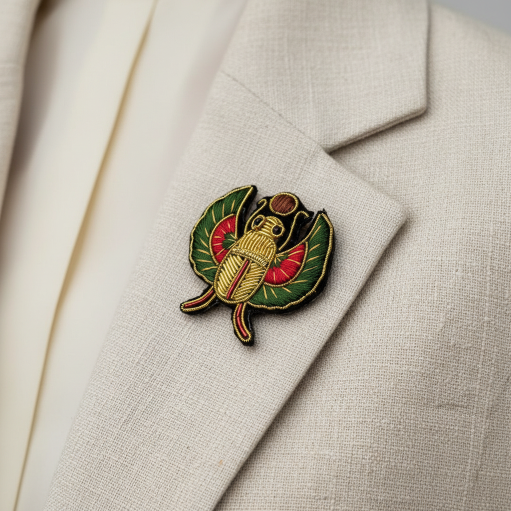 Broche Scarabée Sacré brodée à la main