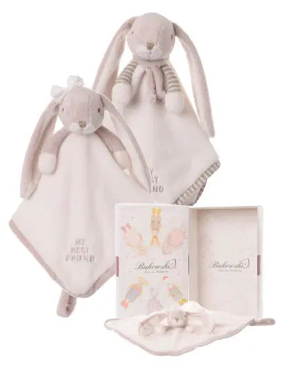 Lucian & Lena Baby Rug Bukowski Design coffret cadeau – doudou plat lapin bébé boîte cadeau naissance original – Tawus