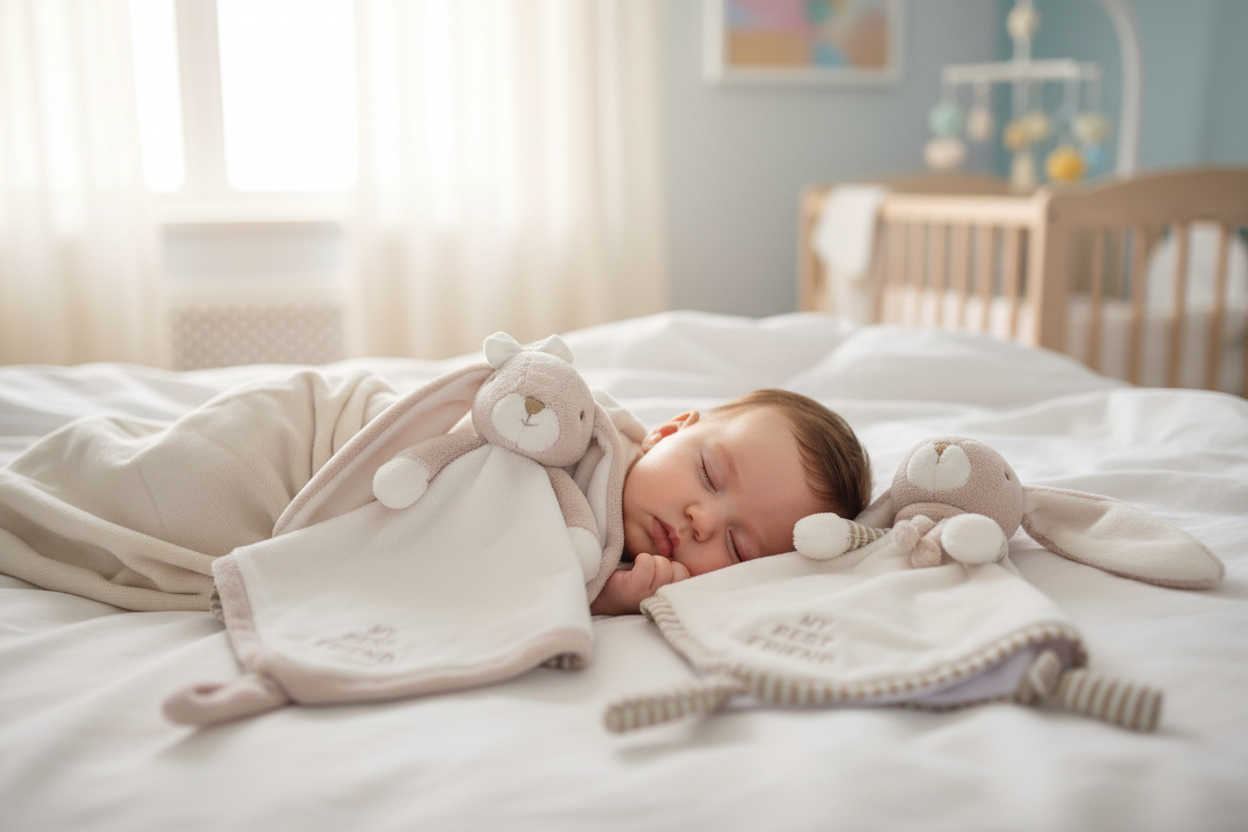 Peluche lapin Lucian et Lena  Bukowski Design en situation – doudou bébé doux et rassurant, idéal comme cadeau de naissance – Tawus
