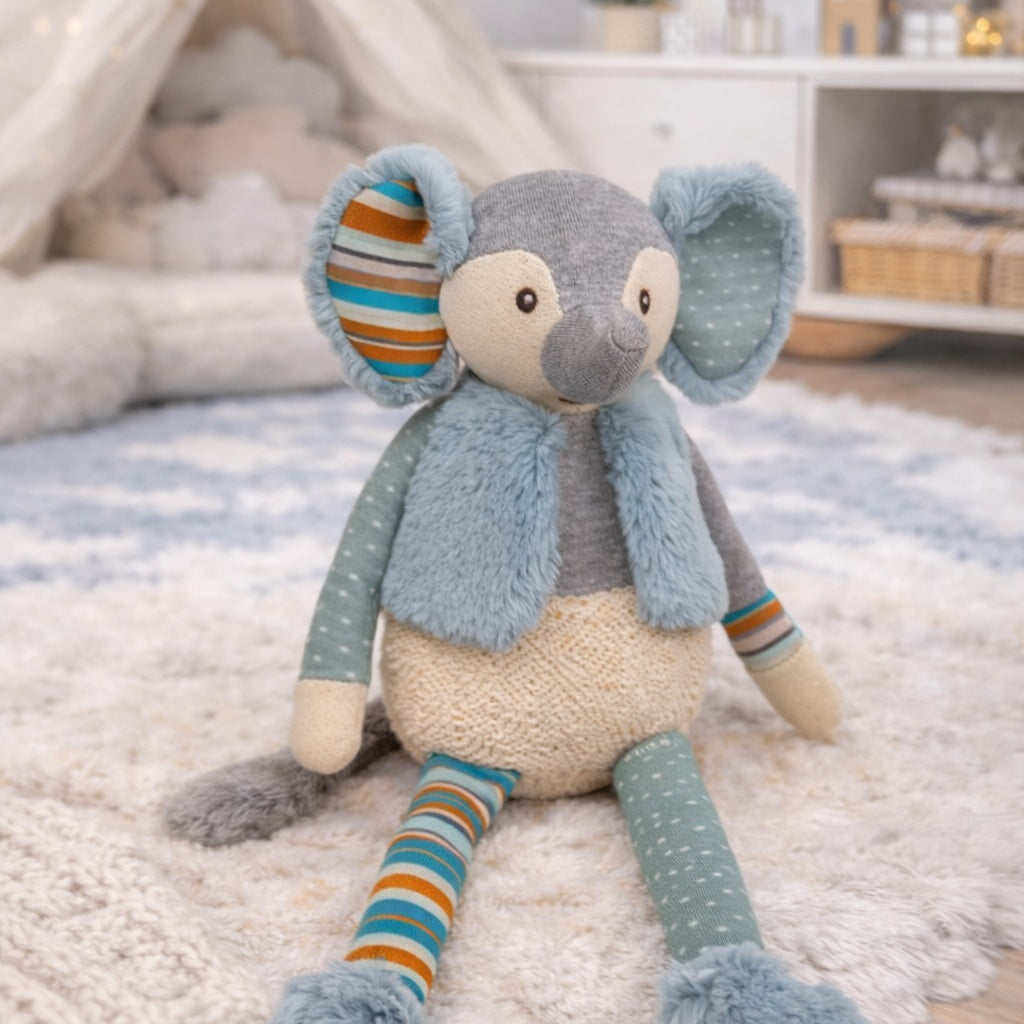 Peluche éléphant Maximilien Bukowski Design – doudou bébé éléphant cadeau naissance original jouet enfant – Tawus

