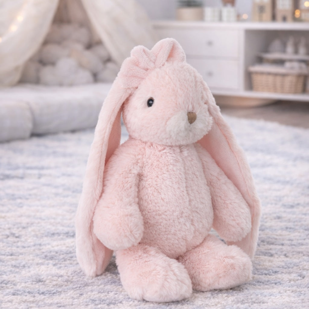 Peluche lapin Friendly Kanina Misty Rose Bukowski Design – doudou bébé lapin rose brumeux cadeau naissance fille – Tawus