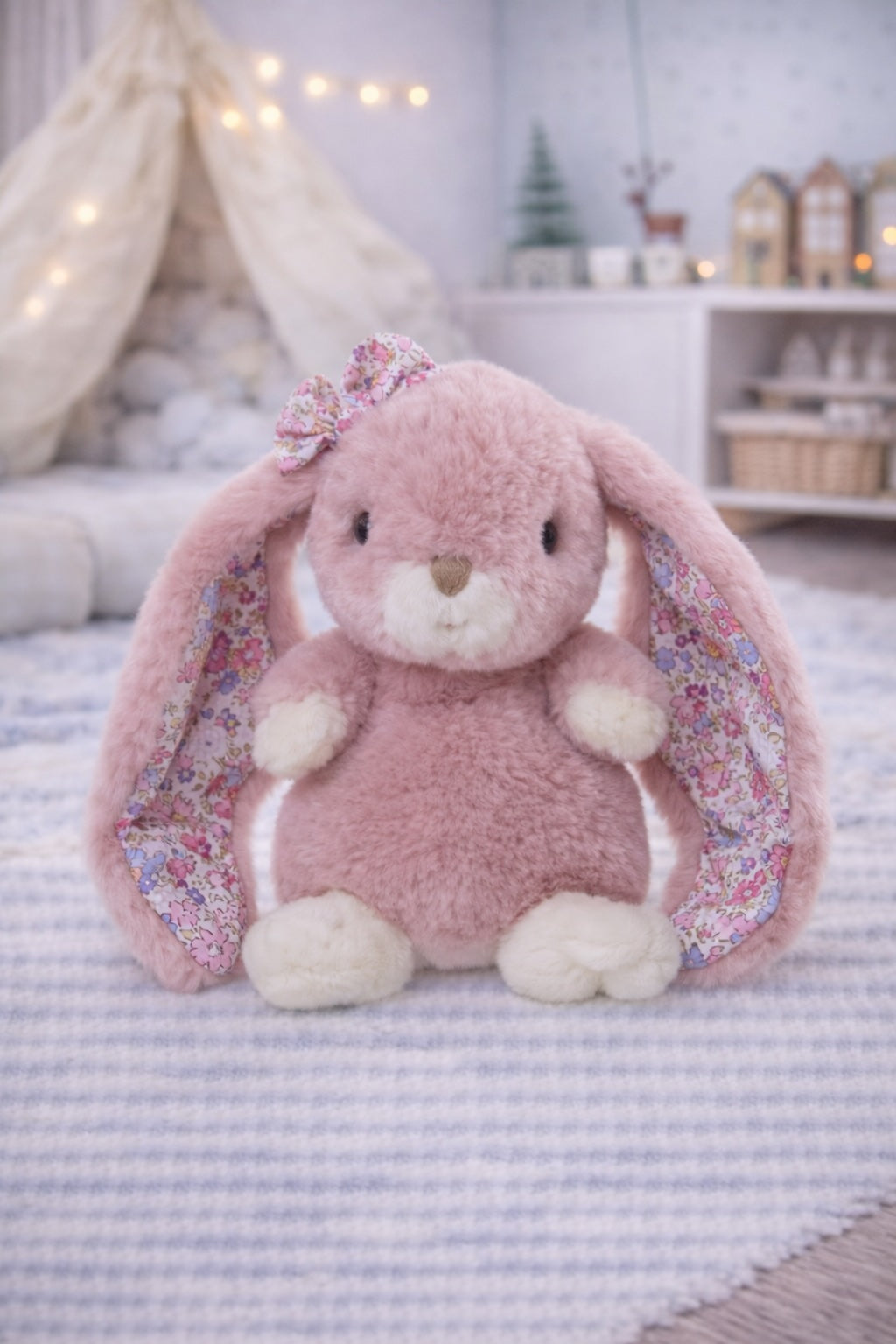 Peluche lapin Kanina Floral rose antique Bukowski Design – doudou bébé lapin floral cadeau naissance fille – Tawus