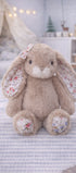 Peluche lapin Sweet Pretty Floral brun Bukowski Design – doudou bébé lapin brun floral cadeau naissance – Tawus