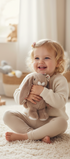 Peluche sweet pretty floral Bukowski Design en situation – doudou bébé doux et rassurant, idéal comme cadeau de naissance – Tawus