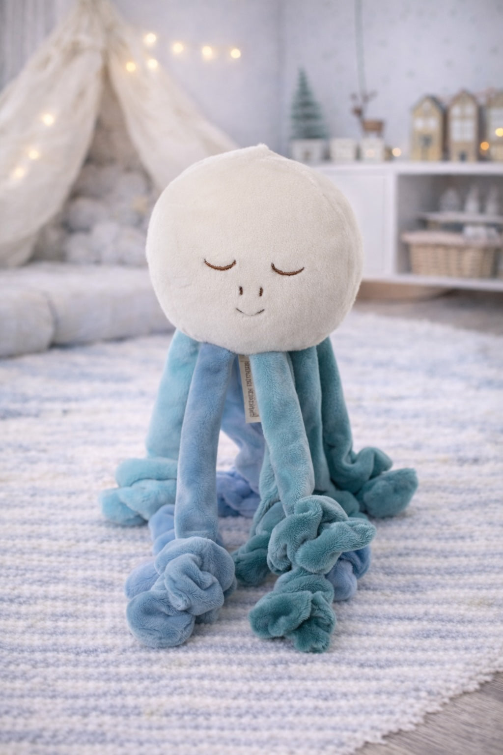 Peluche poulpe Inky Bukowski Design – doudou bébé pieuvre bleu cadeau naissance garçon original – Tawus