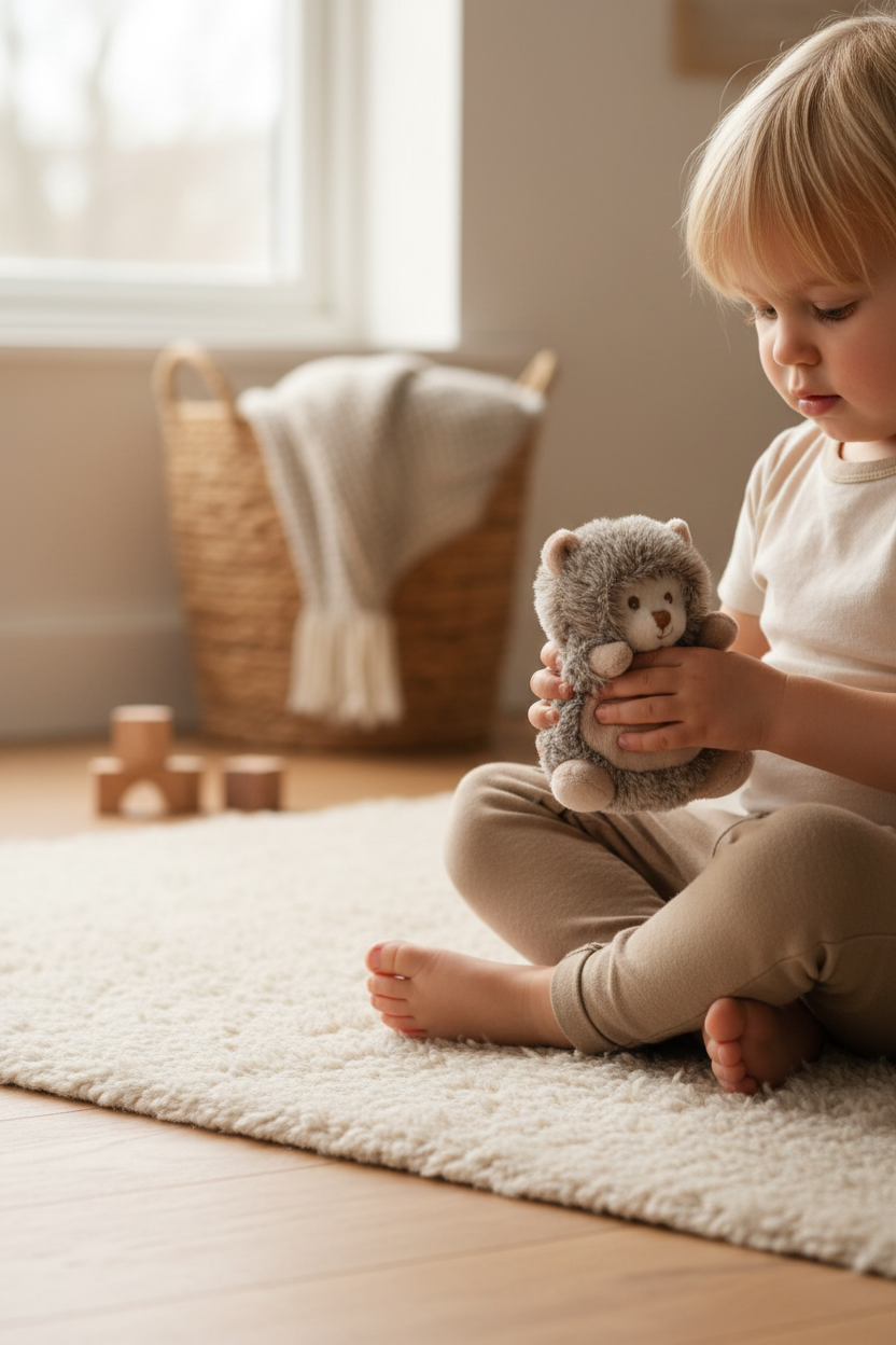 Peluche Ziggy hérisson Bukowski Design en situation – doudou bébé doux et rassurant, idéal comme cadeau de naissance – Tawus