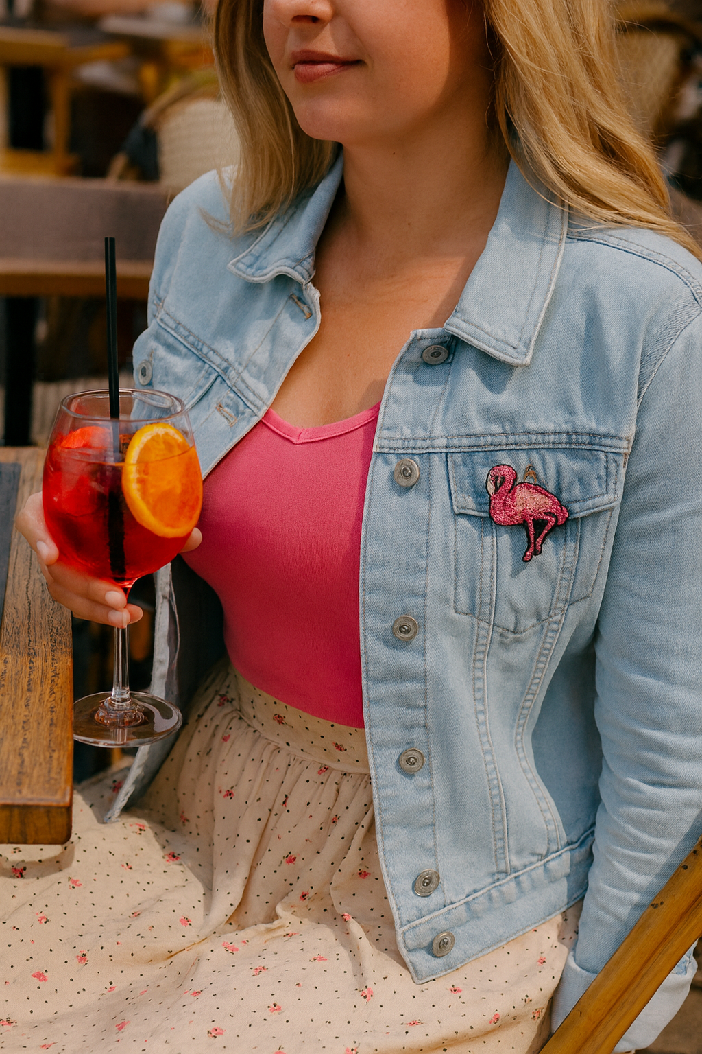Broche Flamant Rose brodée à la main