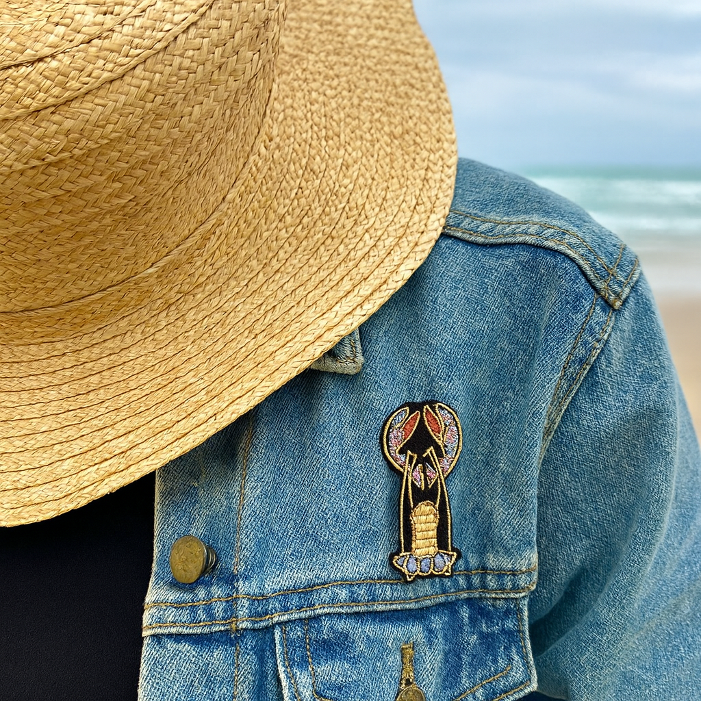 Broche Homard brodée à la main