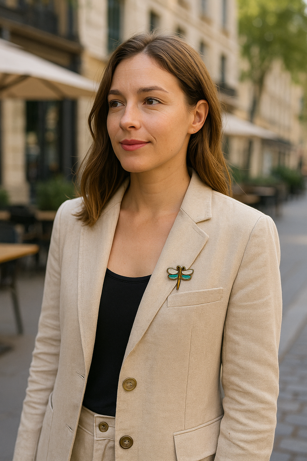 Broche Libellule brodée à la main