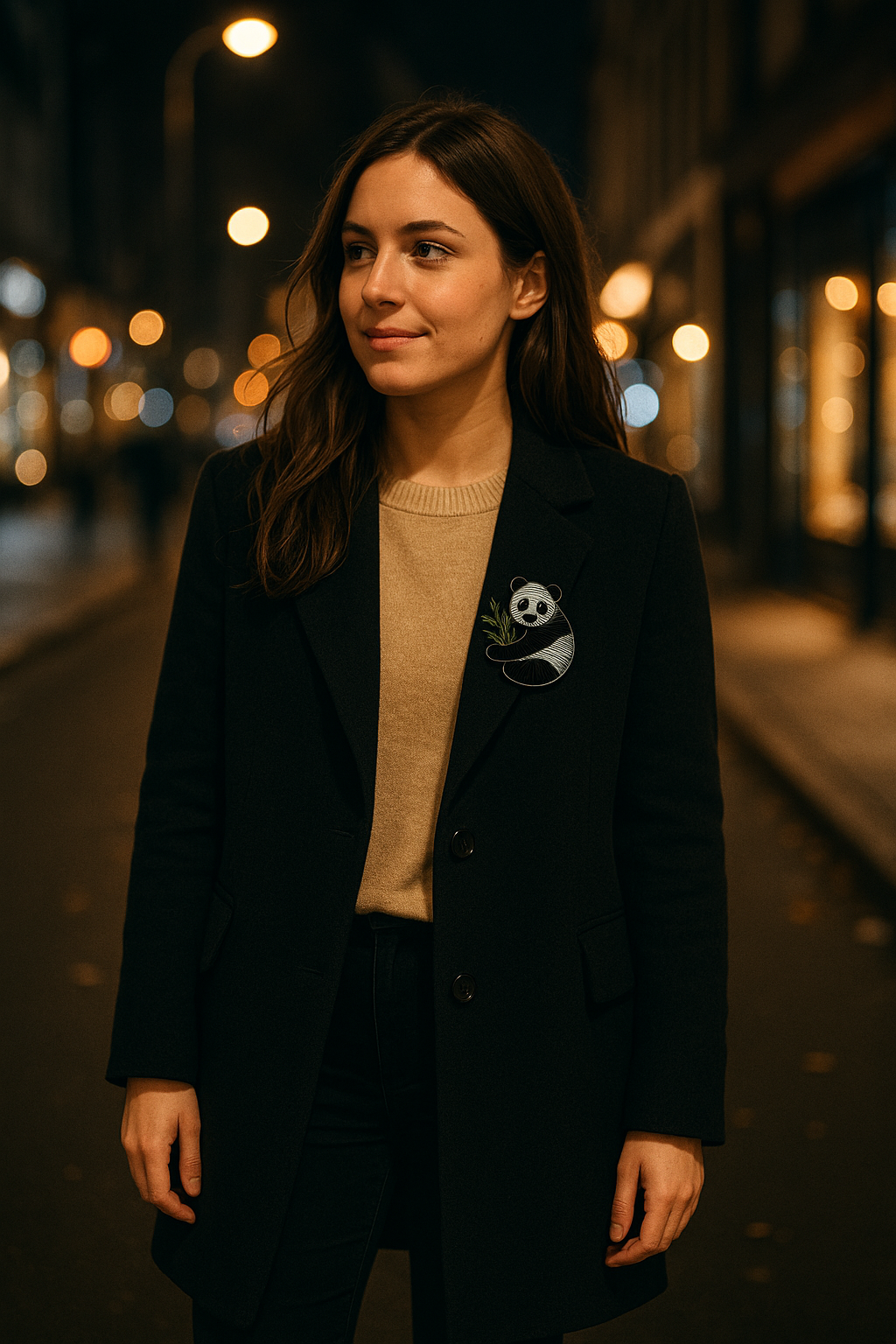 Broche Panda brodée à la main