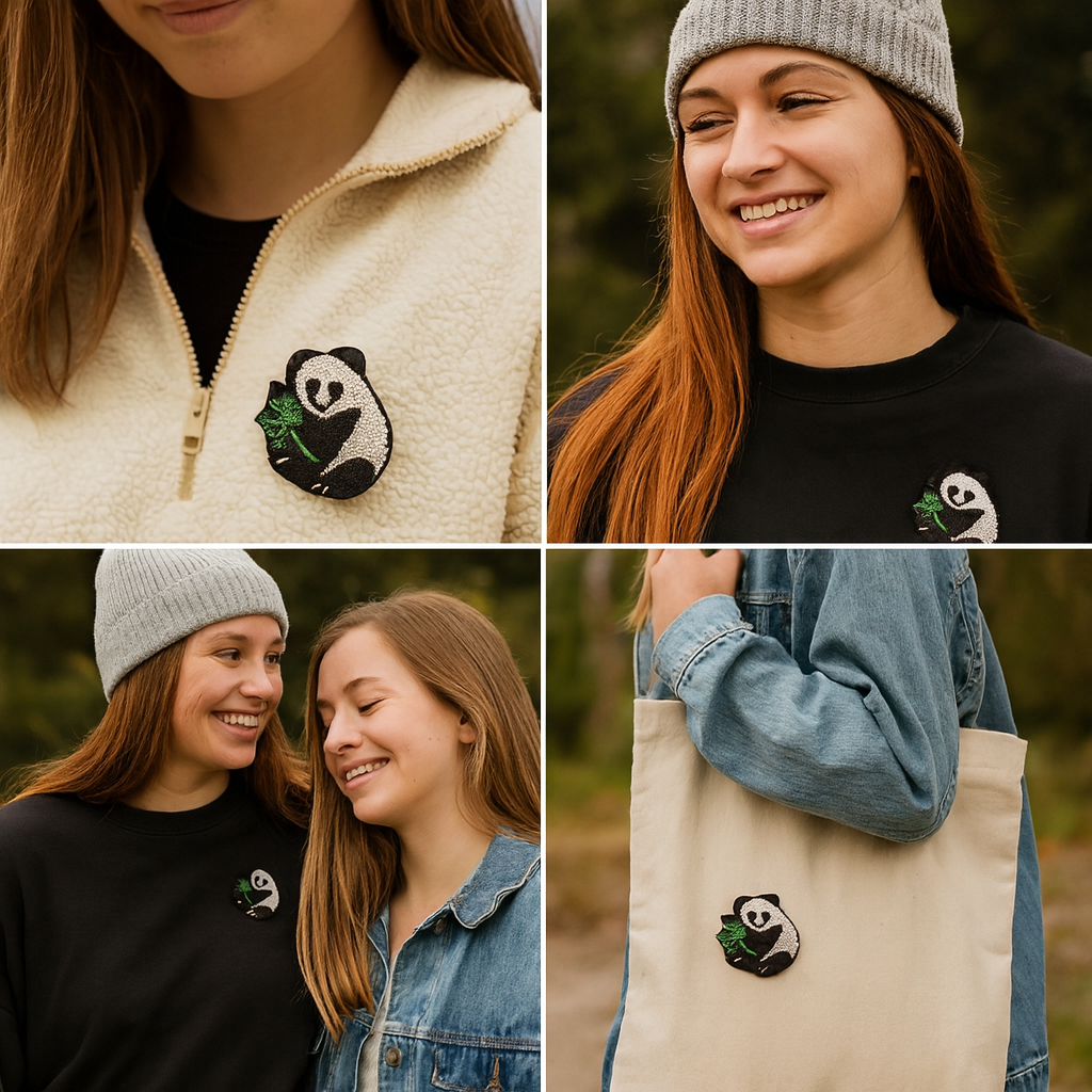 Broche Panda brodée à la main