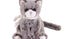 Peluche chat gris Kitty de Bukowski Design vue de face sur fond blanc, avec un museau blanc, de longues moustaches et une écharpe écrue