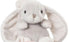  Peluche lapin Cute Kanina gris clair de Bukowski Design, avec de longues oreilles, un nœud blanc et des pattes blanches, sur fond blanc.