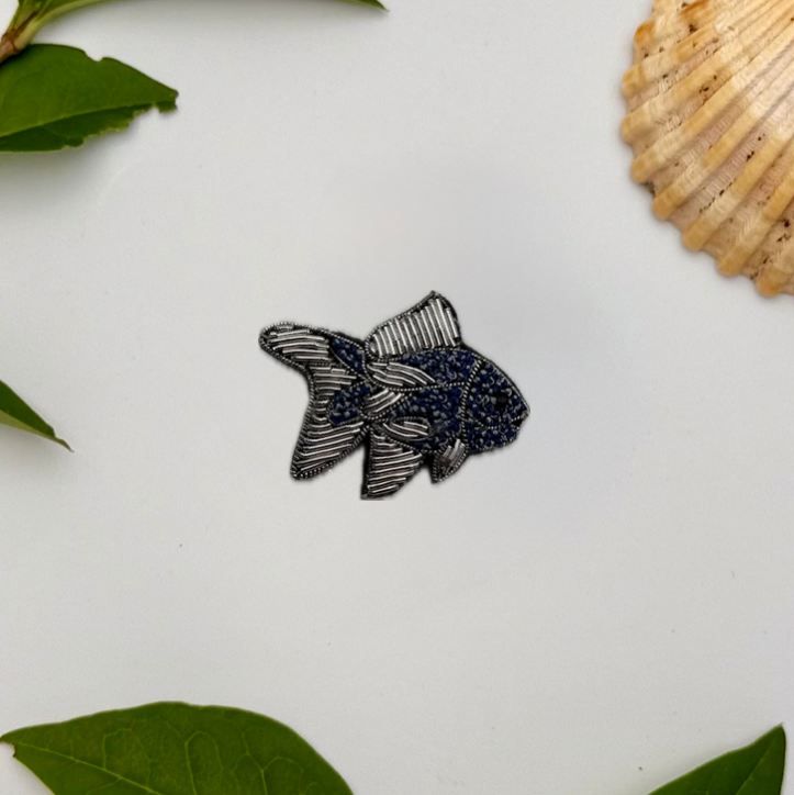 Broche Poisson brodée à la main
