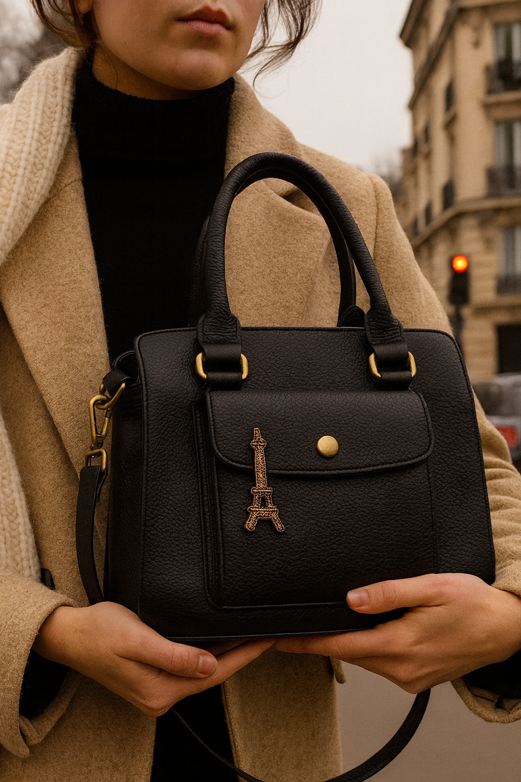 Broche Tour Eiffel brodée à la main